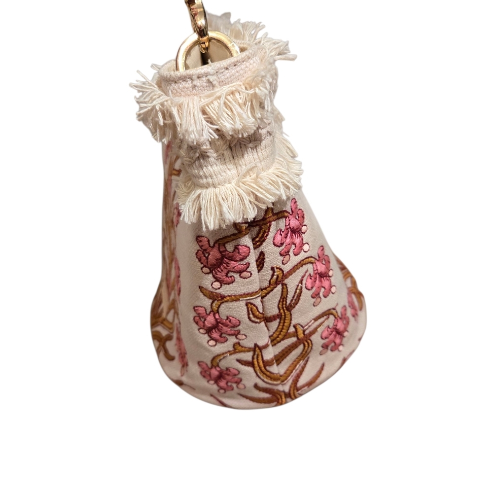 Spartina 449 Pepper Hall Woodblock Embroidered Pink Floral Bucket Handbag Purse - Picture 4 of 14